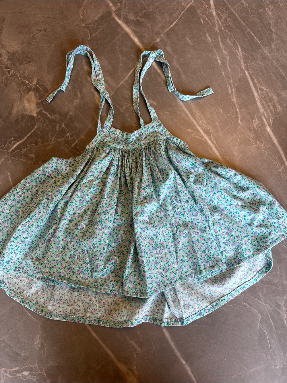 Girls Floral Tie-Strap Sundress in Mint Green